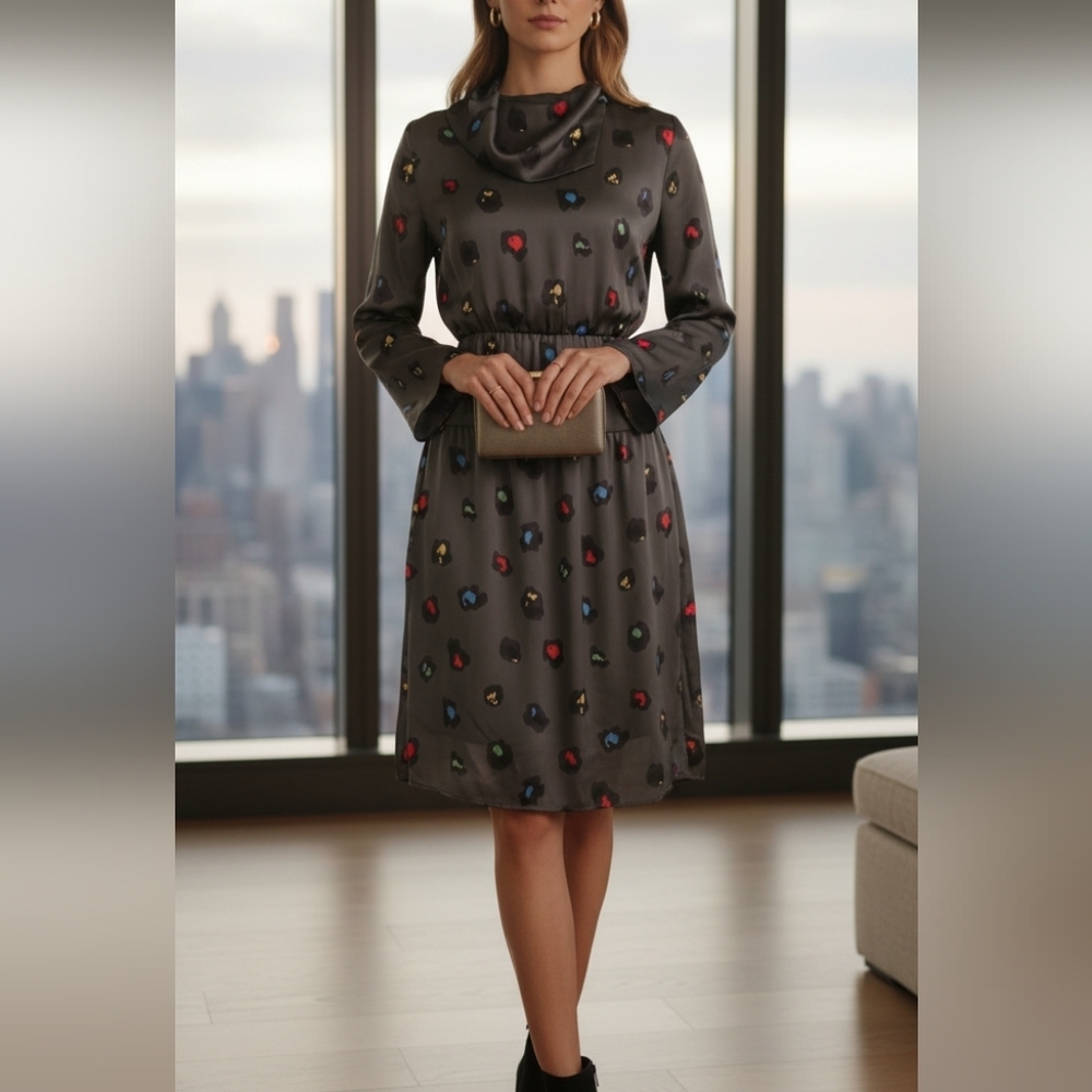 Tucker Silk Multicolor Leopard Dress
